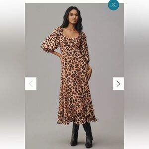 Anthropologie Brown Leopard Long Sleeve Dress